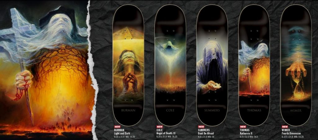 Kolekcja 5 pro modeli ZERO Skateboards: "Light and Dark” (Dane Burman), „Angel of Death III” (Chris Cole), „Don’t be afraid” (Gabriel Summers), „Katharsis II” (Jamie Thomas), „Four Dimension” (Chris Wimer)